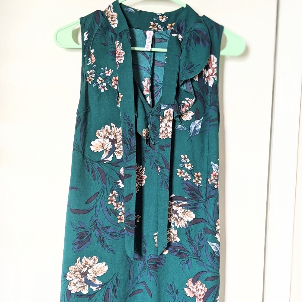 Green Floral Mid-Length Dress